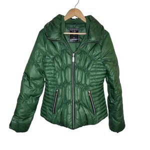 Guess Vintage Women's Kelly Green Zip Front Down Feather Puffer Jacket Sz Large